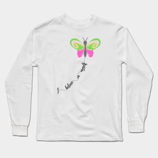 I Believe in Myself Green Butterfly Long Sleeve T-Shirt